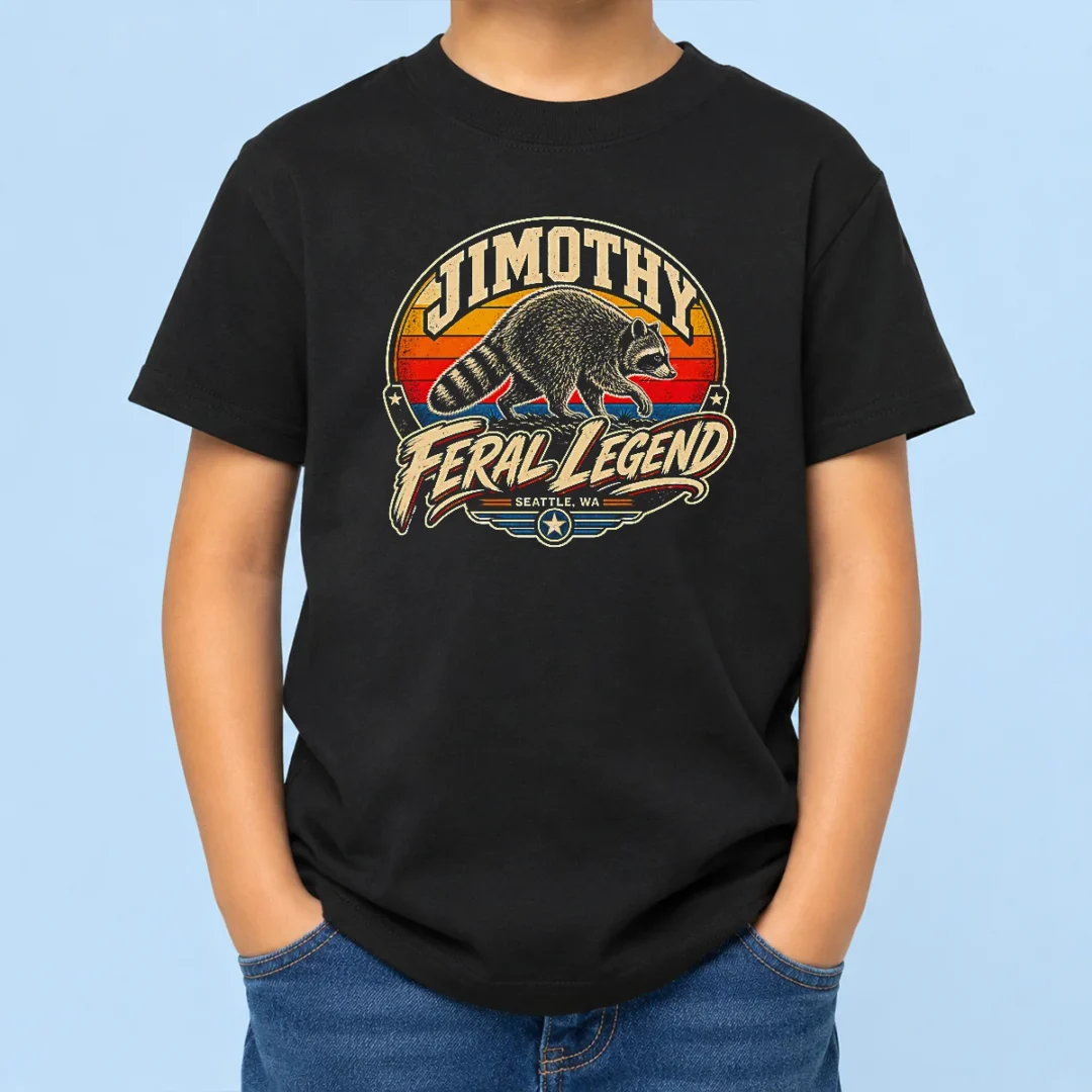 nice-jimothy-raccoon-seattle-feral-legend-kids-t-shirt-1 Nice Jimothy Raccoon Seattle Feral Legend Kids T-Shirt