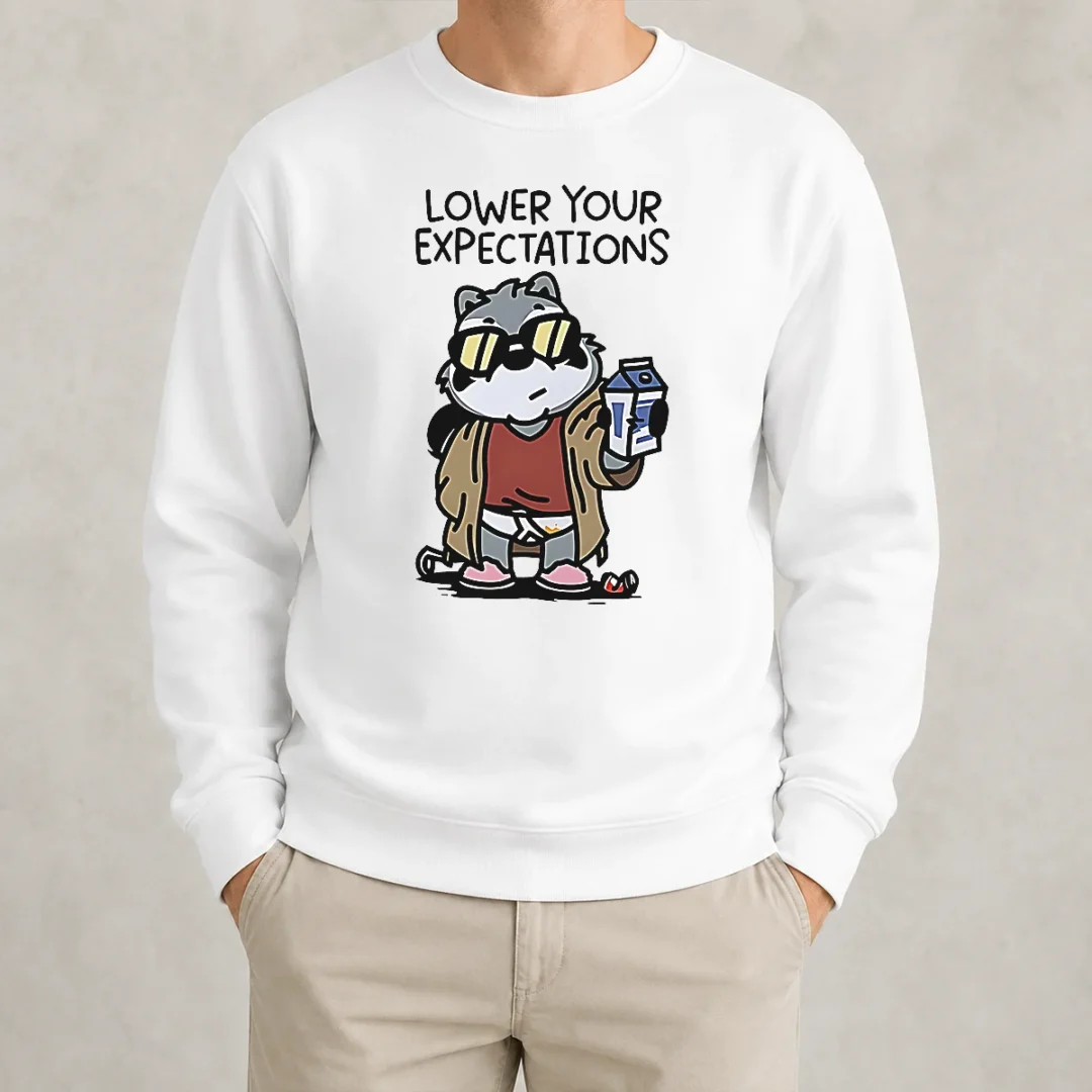 nice-lower-your-expectations-raccoon-cartoon-sweater Nice Lower Your Expectations Raccoon Cartoon Sweater