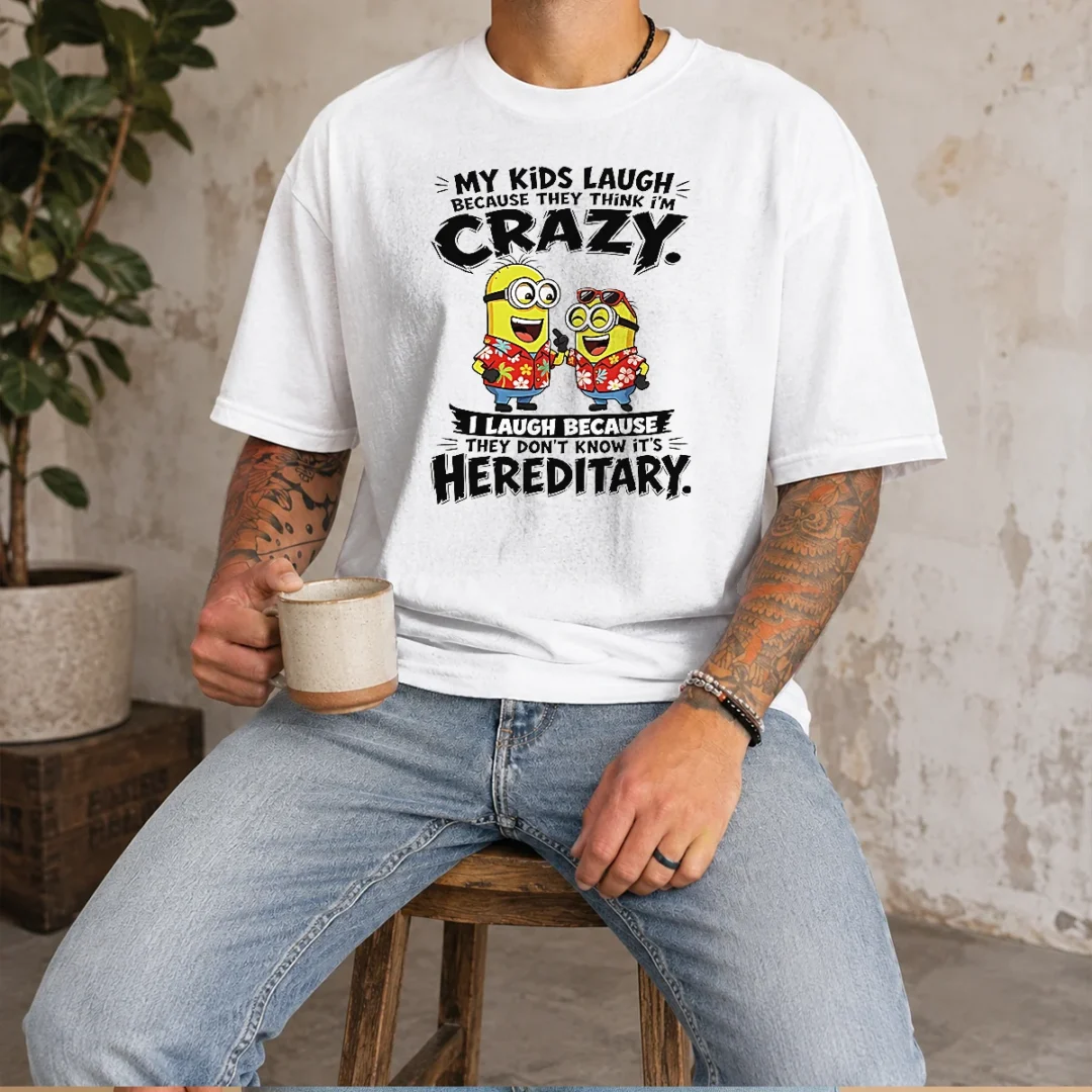 nice-minion-my-kids-laugh-because-they-think-im-crazy-i-laugh-because-they-dont-know-its-heredi-t-shirt Nice Minion My Kids Laugh Because They Think Im Crazy I Laugh Because They Dont Know Its Heredi