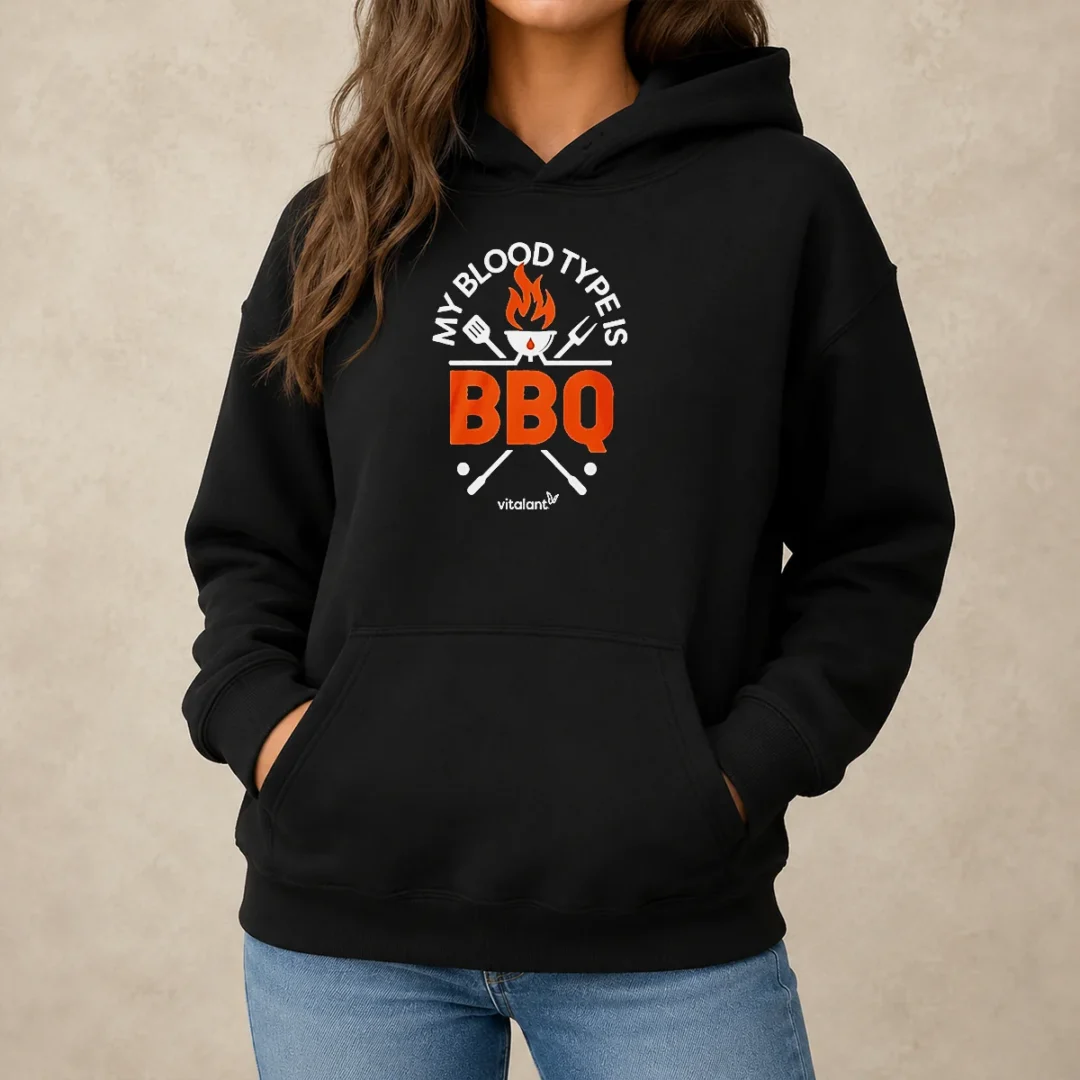 nice-my-blood-type-is-bbq-hoodie Nice My Blood Type Is BBQ Hoodie in charcoal gray, front view with kangaroo pocket and drawstring hood