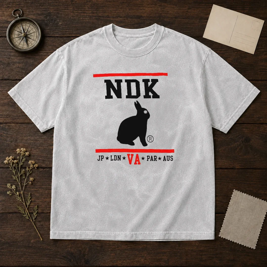 nice-ndk-jp-ldn-va-par-aus-washed-t-shirt Nice NDK JP LDN VA PAR AUS Washed T Shirt in soft cotton with vintage washed finish