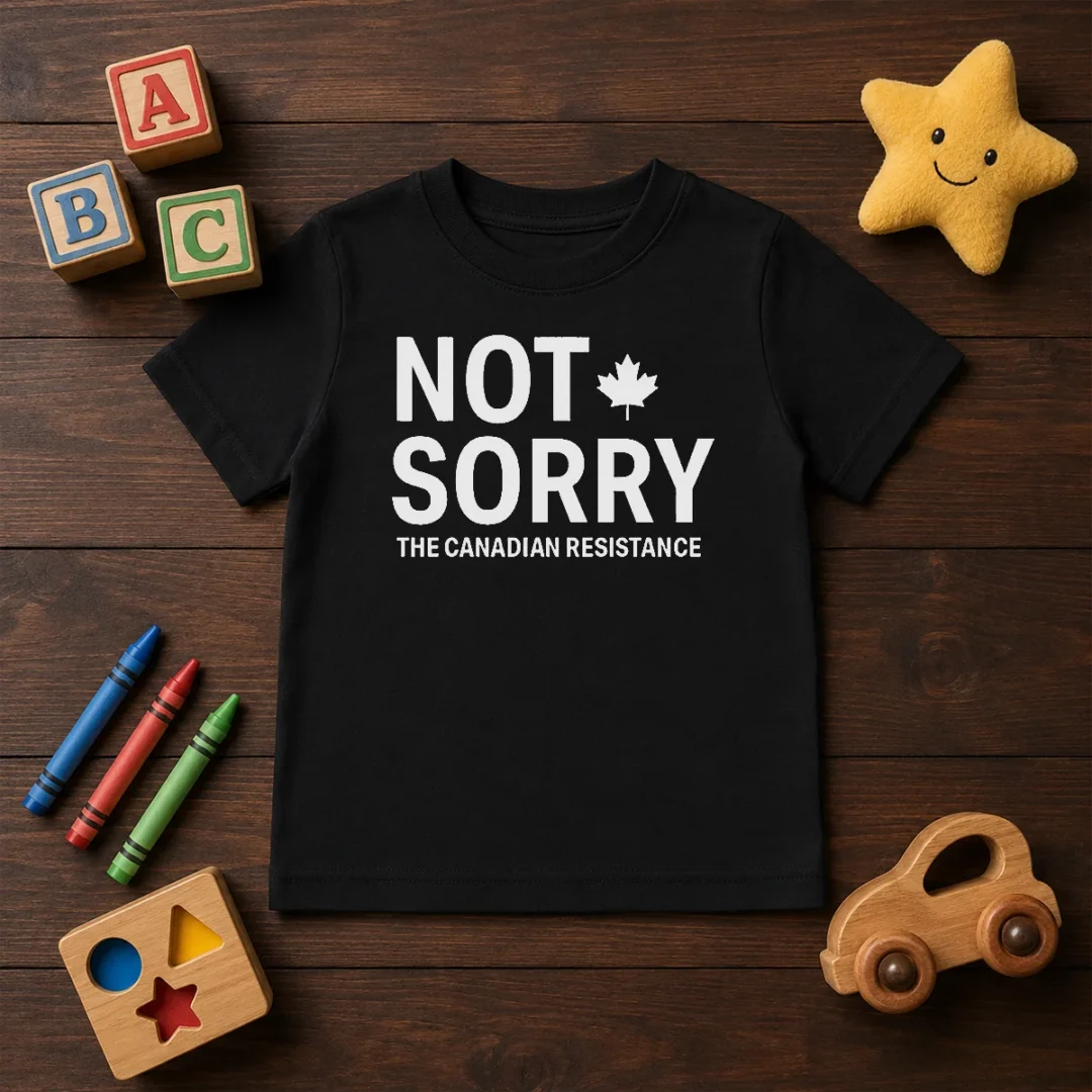 nice-not-sorry-the-canadian-resistance-canada-kids-t-shirt Nice Not Sorry The Canadian Resistance Canada Kids T Shirt in bright red, short-sleeved cotton tee for children
