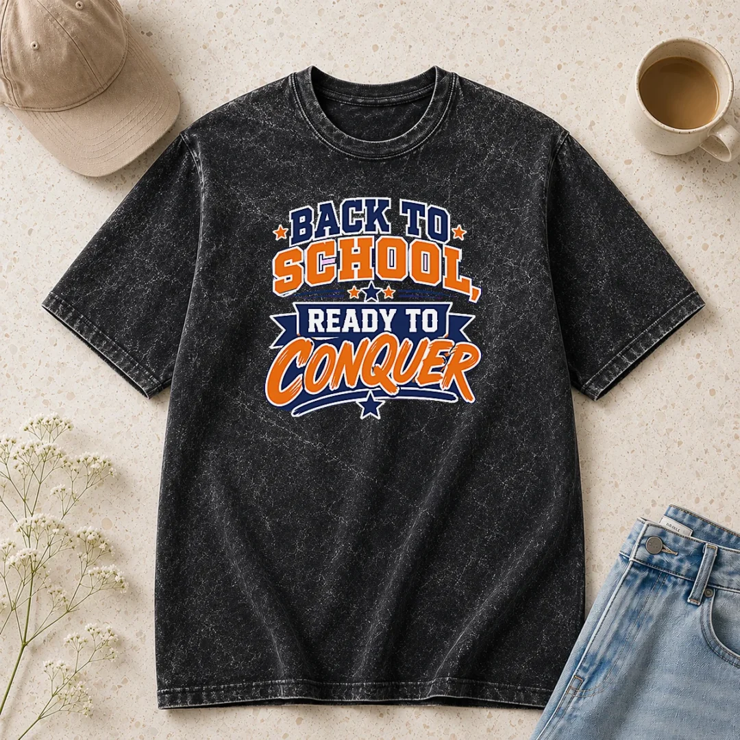 nice-official-back-to-school-ready-to-conquer-vector-for-students-washed-t-shirt Nice Official Back To School Ready To Conquer Vector For Students Washed T-Shirt