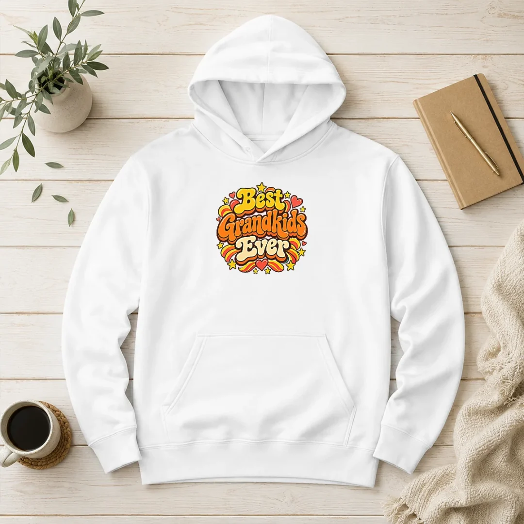 nice-official-best-grandkids-ever-vintage-style-hoodie Nice Official Best Grandkids Ever Vintage Style Hoodie in soft cotton blend with front pocket and adjustable hood