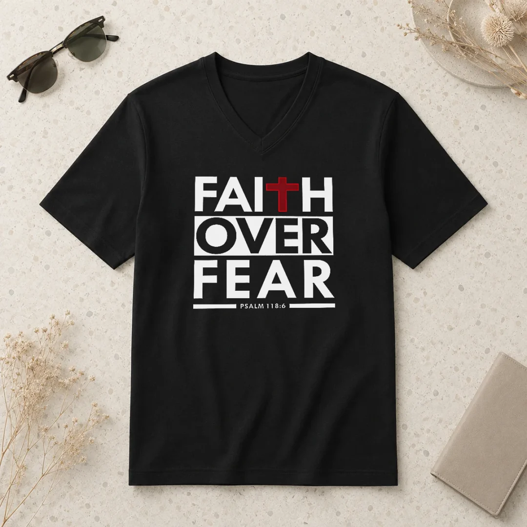 nice-official-faith-over-fear-v-neck-shirt Nice Official Faith Over Fear V-Neck Shirt
