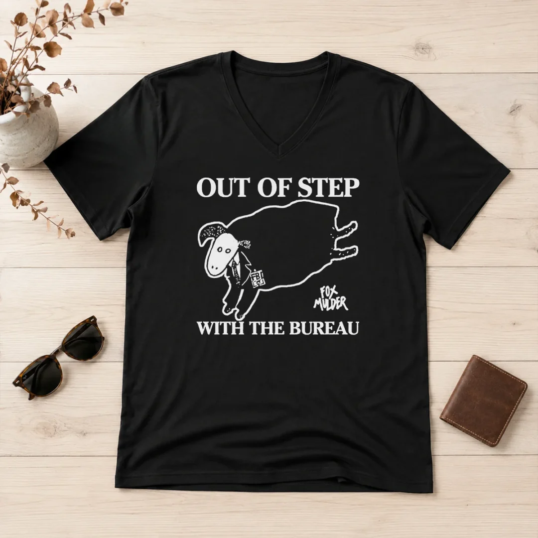 nice-official-fox-mulder-out-of-step-with-the-bureau-v-neck-shirt Nice Official Fox Mulder Out Of Step With The Bureau V-Neck Shirt