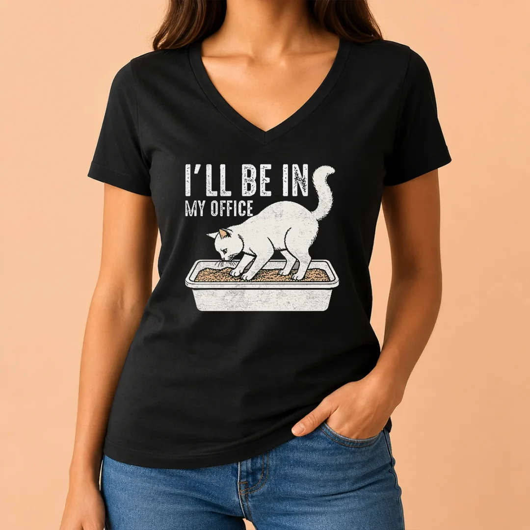 nice-official-i-will-be-in-my-office-funny-cat-meme-litter-box-v-neck-shirt Nice Official I Will Be In My Office Funny Cat Meme Litter Box V-Neck Shirt