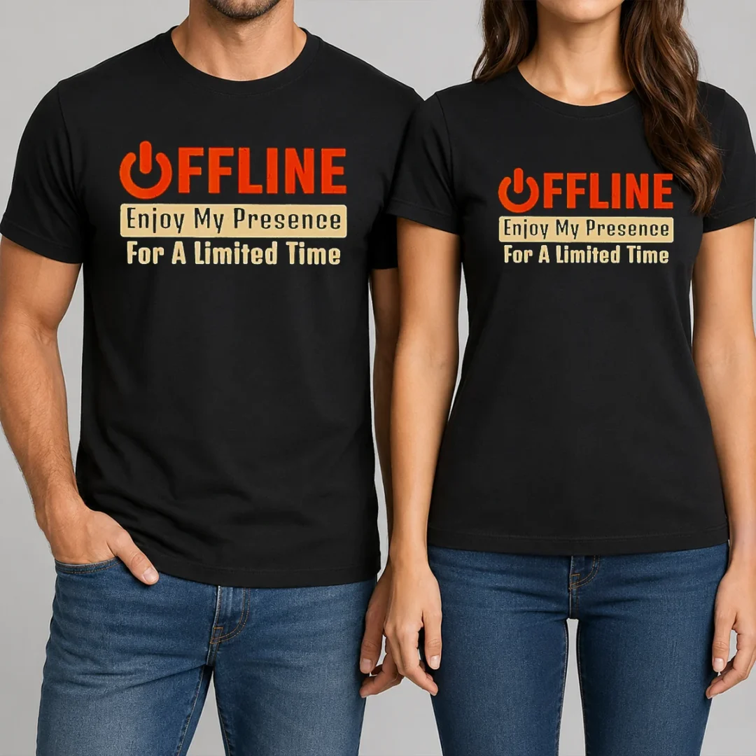 nice-offline-enjoy-my-presence-for-limited-a-time-t-shirt-1 Nice Offline Enjoy My Presence For Limited A Time t shirt in classic fit, short sleeve cotton tee