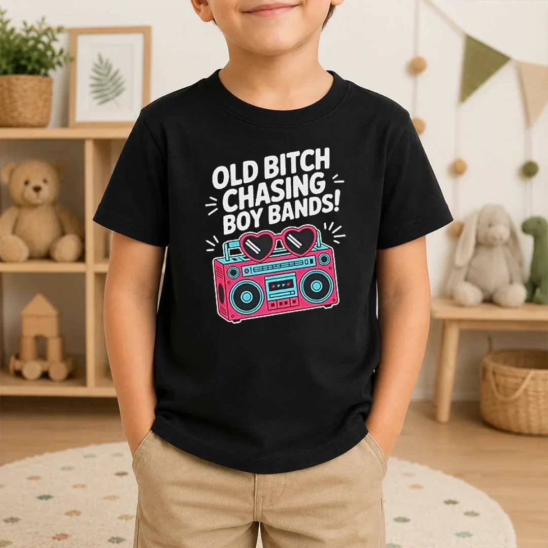 Nice Old Bitch Chasing Boy Bands Concert Kids T Shirt Nice Old Bitch Chasing Boy Bands Concert Kids T-Shirt