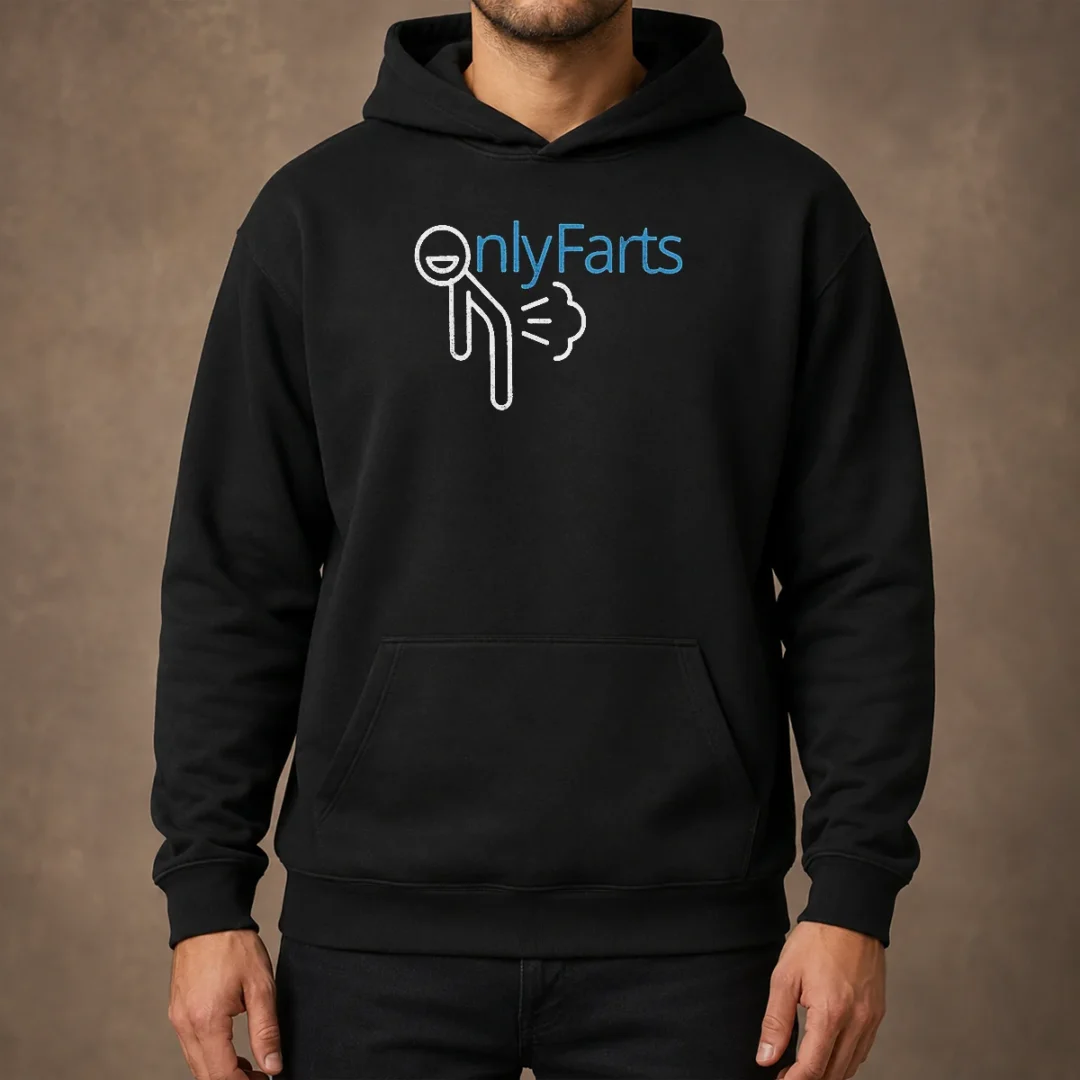 nice-onlyfarts-onlyfan-logo-hoodie Nice Onlyfarts Onlyfan Logo Hoodie in black with front logo print, cozy pullover style with drawstring hood