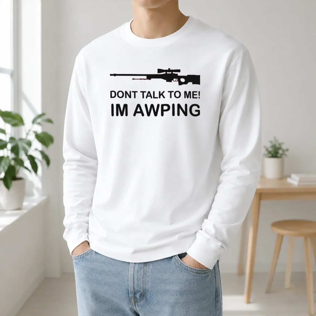 Nice Original Gaming Gamer Gear AWP Sniper Rifle Dont Talk To Me Im Awping Long Sleeve Shirt Nice Original Gaming Gamer Gear AWP Sniper Rifle Dont Talk To Me Im Awping Long Sleeve Shirt