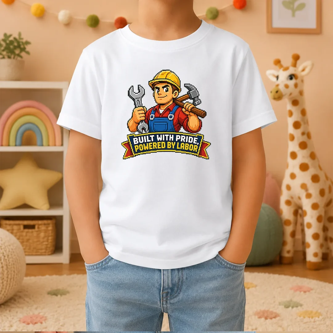 nice-original-labor-day-pride-pixel-worker-tee-kids-t-shirt Nice Original Labor Day Pride Pixel Worker Tee Kids T Shirt featuring colorful pixel art design on a comfortable cotton fabric