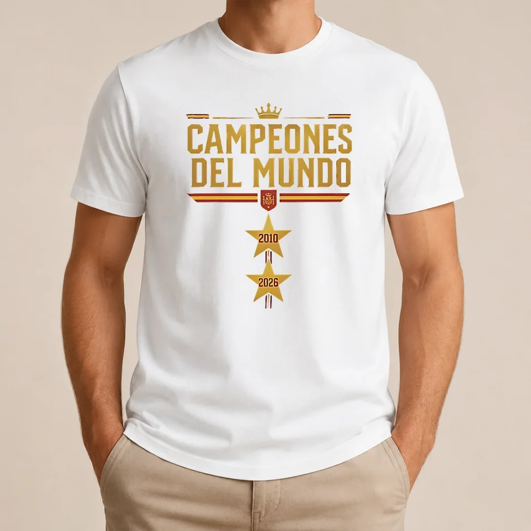 Nice Original Spain World Champions 2026 2 Stars T Shirt Nice Original Spain World Champions 2026 2 Stars t shirt in red with team logo and two stars on chest