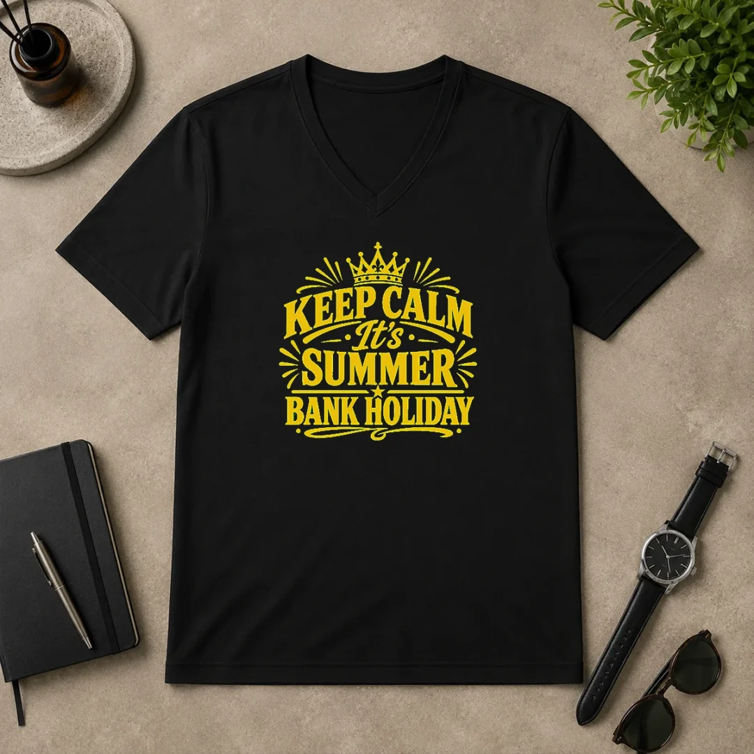 Nice Original Summer Bank Holiday Keep Calm Line Art V Neck Shirt Nice Original Summer Bank Holiday Keep Calm Line Art V-Neck Shirt