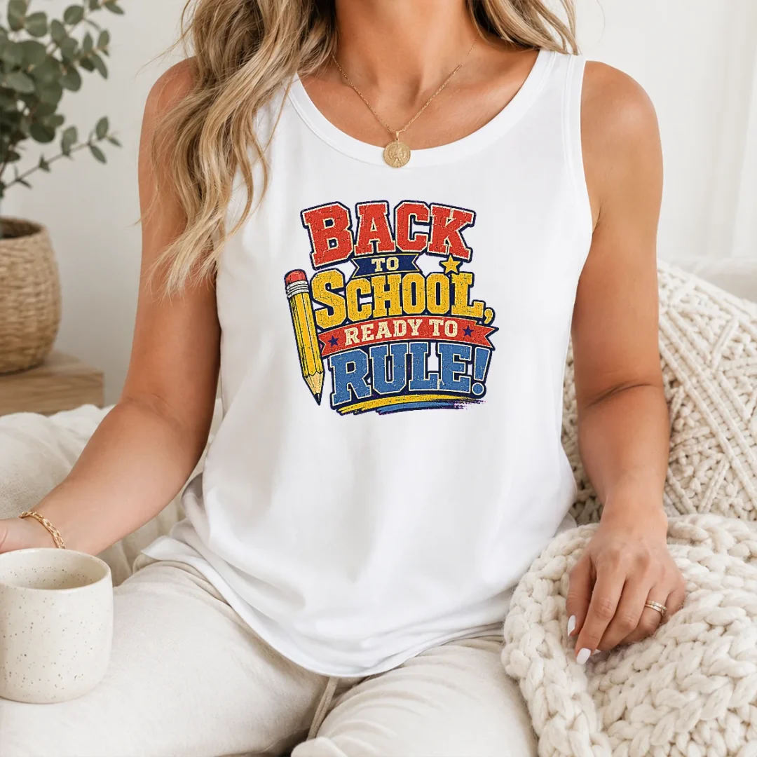 Nice Premium Back To School Ready To Rule Retro Distressed Tank Top Nice Premium Back To School Ready To Rule Retro Distressed Tank Top
