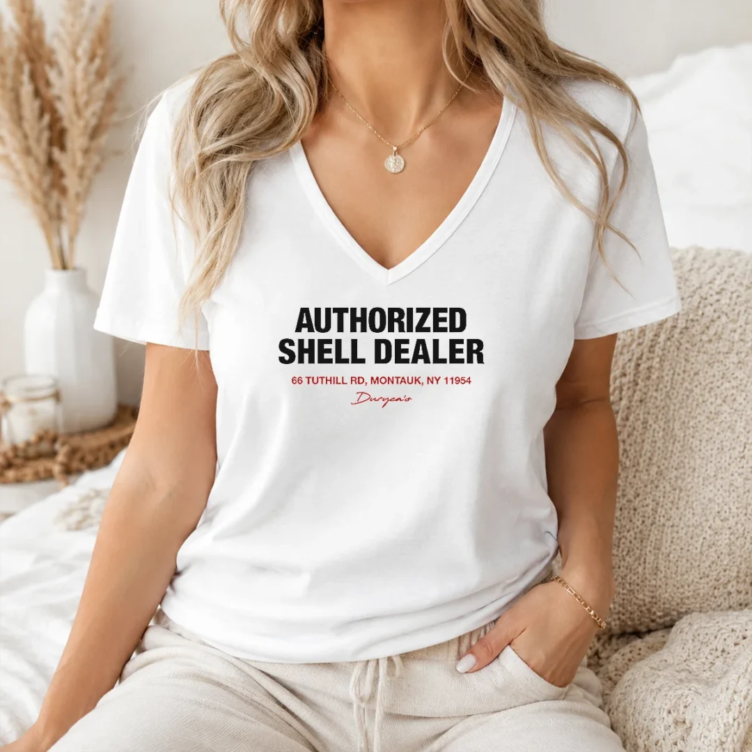 nice-premium-duryea-s-authorized-shell-dealer-sign-66-tuthill-road-montauk-new-york-v-neck-shirt