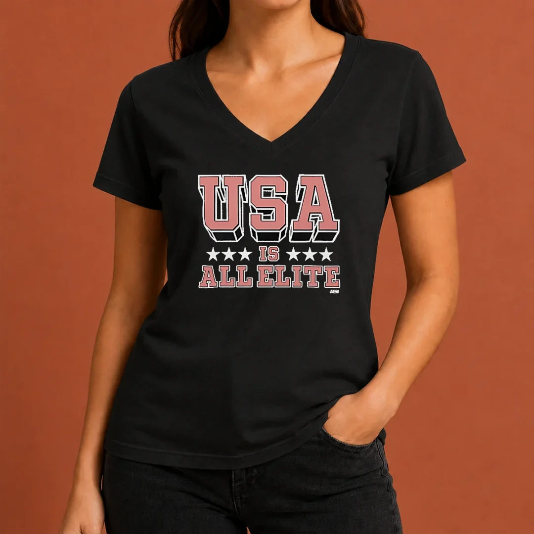 nice-premium-usa-is-all-elite-aew-wrestling-promotional-logo-v-neck-shirt Nice Premium USA Is All Elite AEW Wrestling Promotional Logo V-Neck Shirt