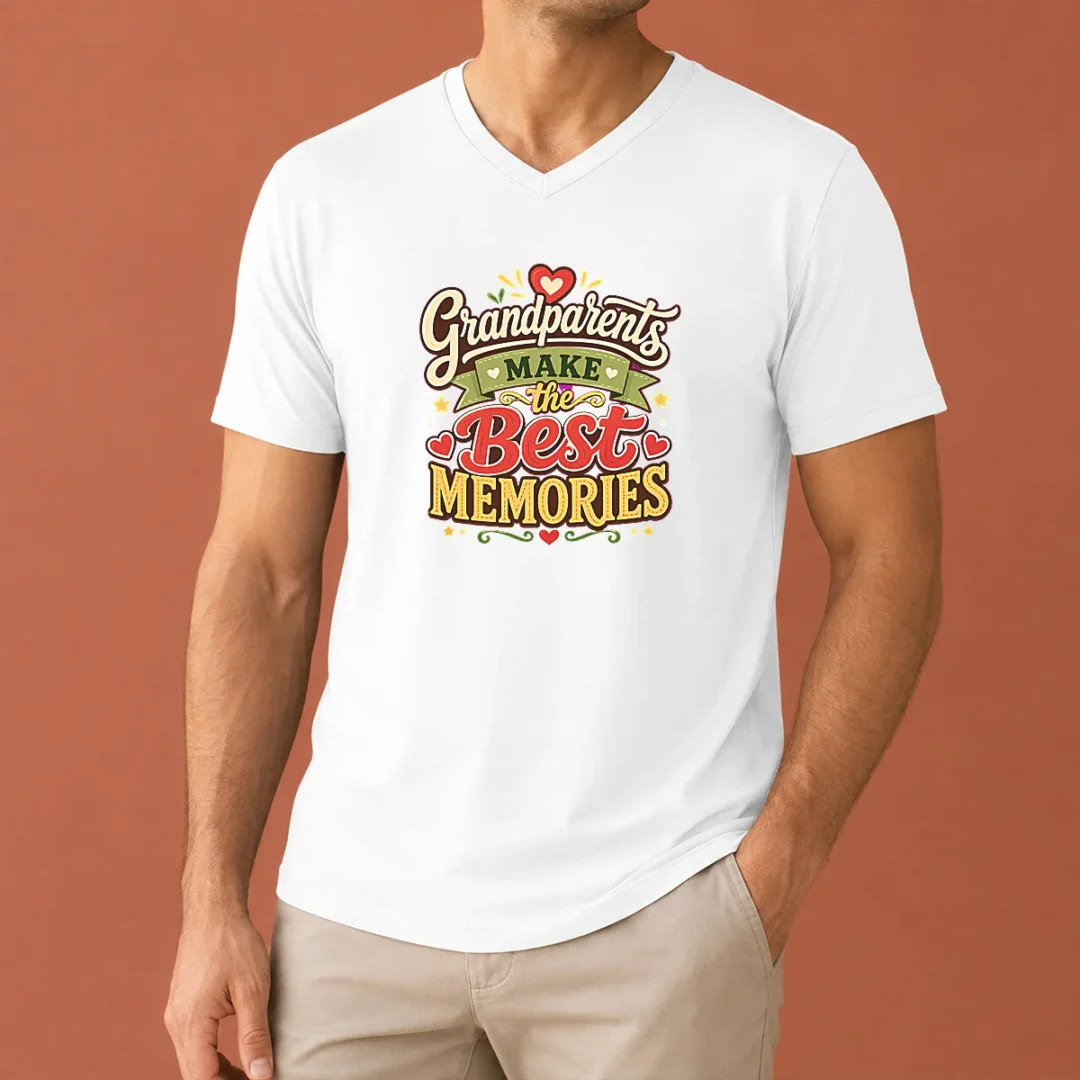 nice-pretty-grandparents-day-for-family-love-typography-v-neck-shirt Nice Pretty Grandparents Day For Family Love Typography V-Neck Shirt