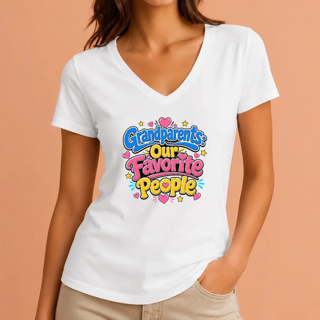 nice-pretty-grandparents-day-love-cartoon-v-neck-shirt Nice Pretty Grandparents Day Love Cartoon V-Neck Shirt