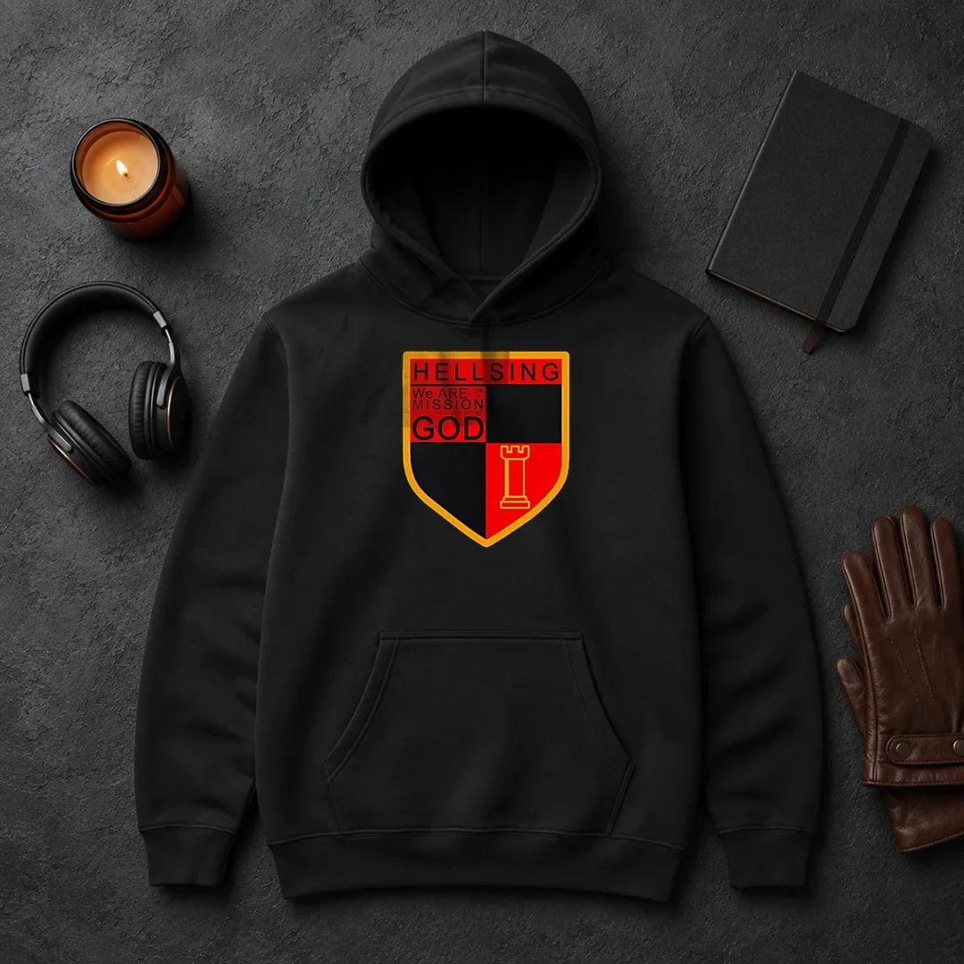 Nice Pretty Hellsing We Are On A Mission From God Shield Emblem Hoodie Nice Pretty Hellsing We Are On A Mission From God Shield Emblem Hoodie