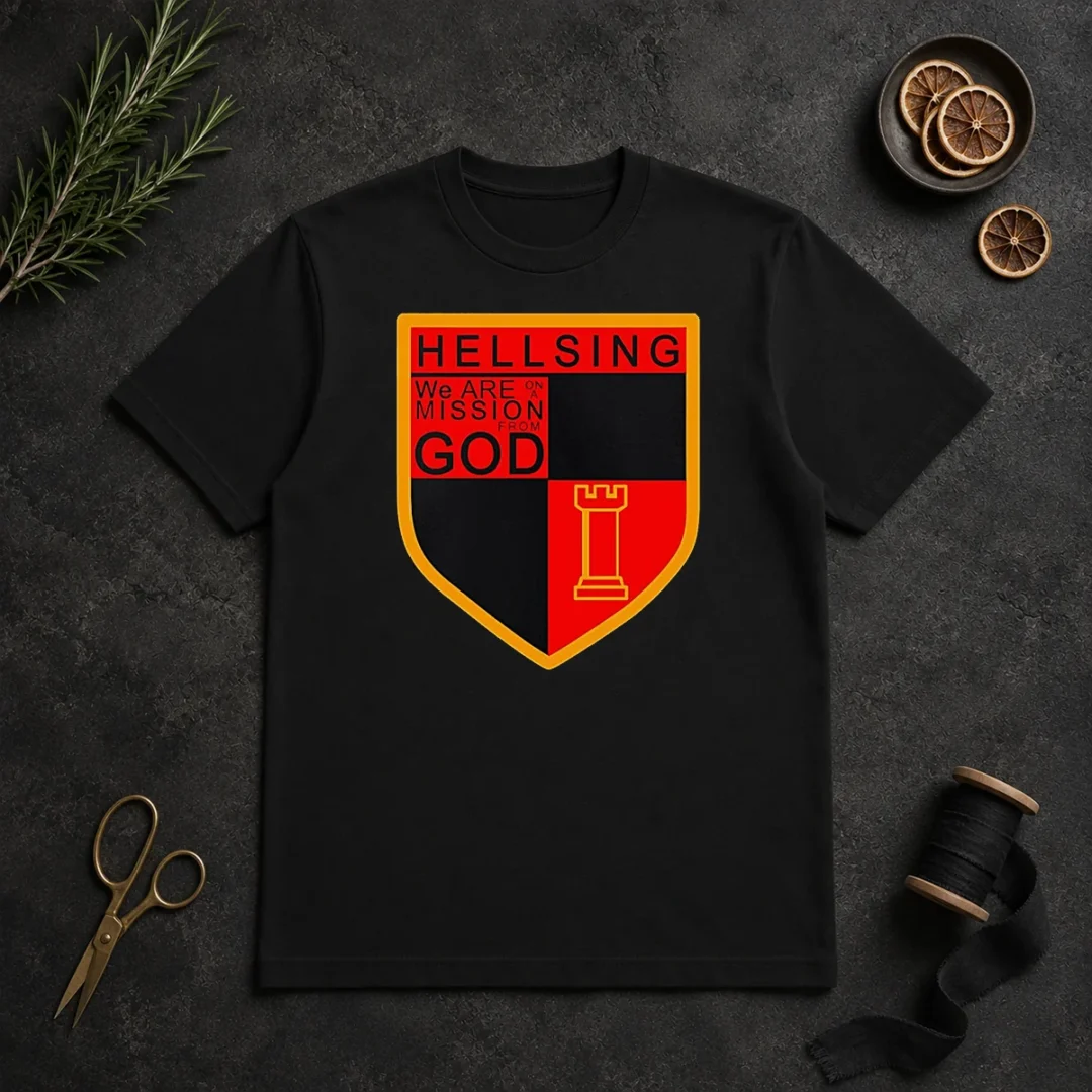 Nice Pretty Hellsing We Are On A Mission From God Shield Emblem T Shirt Nice Pretty Hellsing We Are On A Mission From God Shield Emblem t shirt in classic fit cotton material