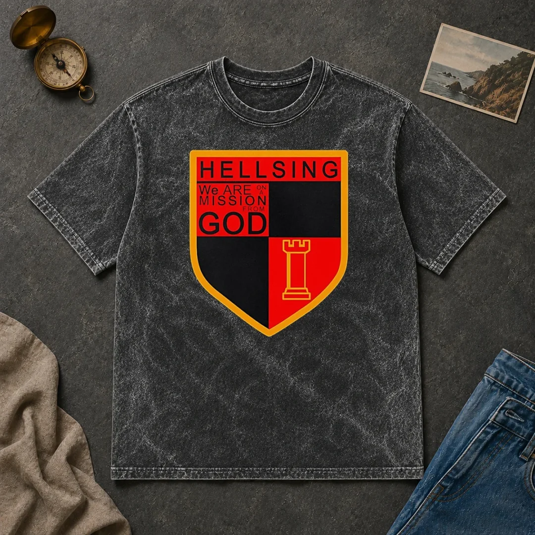 Nice Pretty Hellsing We Are On A Mission From God Shield Emblem Washed T Shirt Nice Pretty Hellsing We Are On A Mission From God Shield Emblem Washed T-Shirt