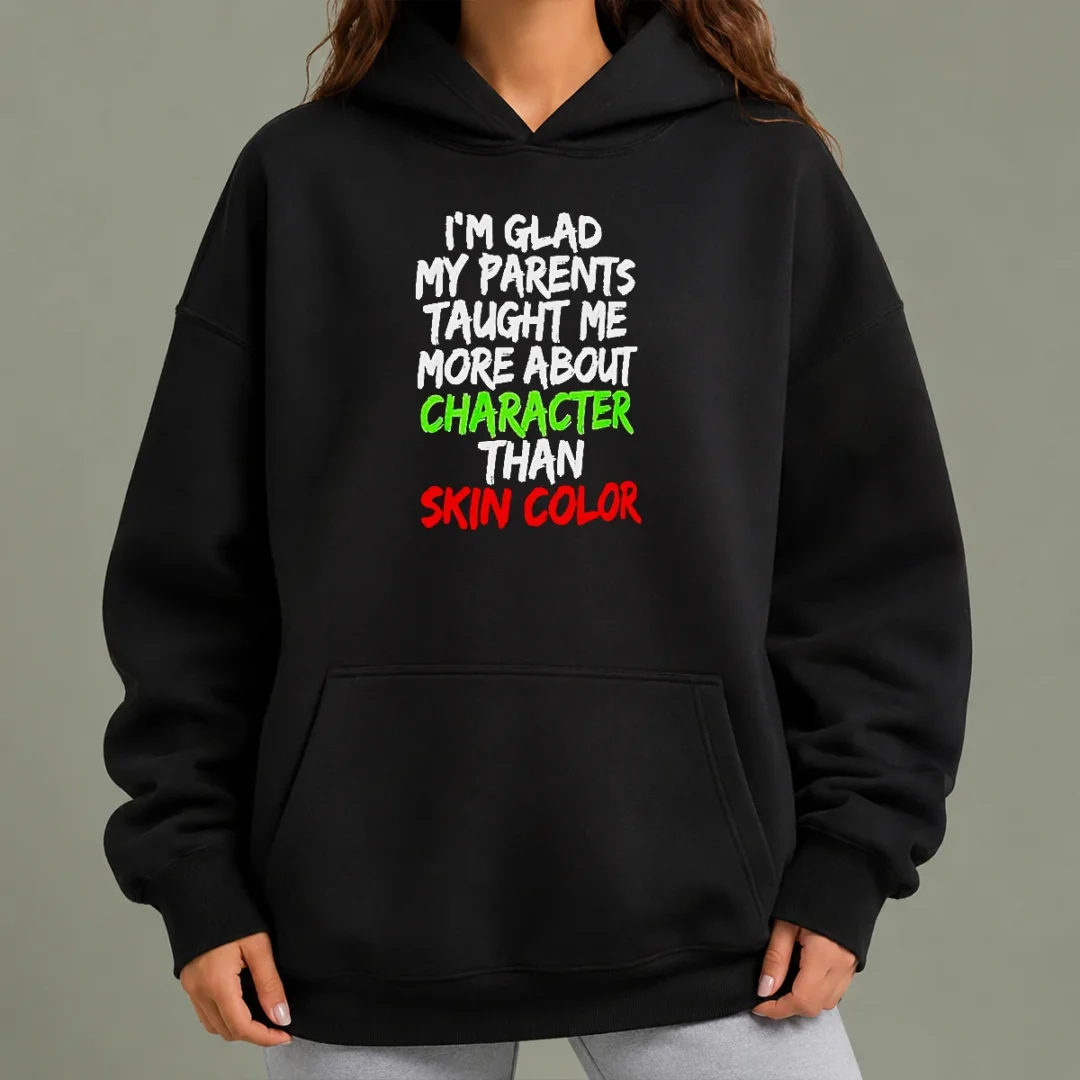 nice-pretty-im-glad-my-parents-taught-me-more-about-character-than-skin-color-hoodie Nice Pretty Im Glad My Parents Taught Me More About Character Than Skin Color hoodie in charcoal gray with front print