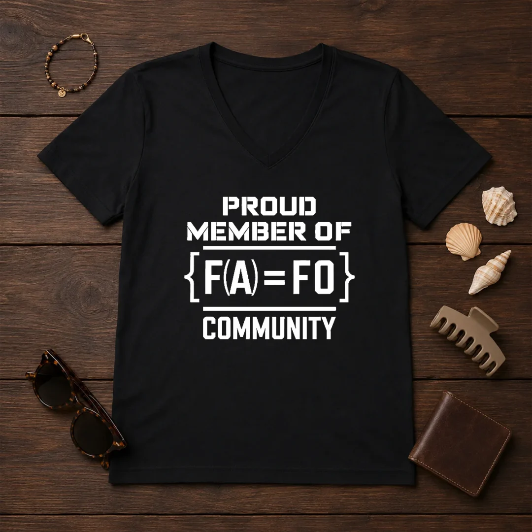 nice-proud-member-of-fafo-community-geek-v-neck-shirt-1 Nice Proud Member Of FAFO Community Geek V Neck Shirt in dark color showing front design and V neckline