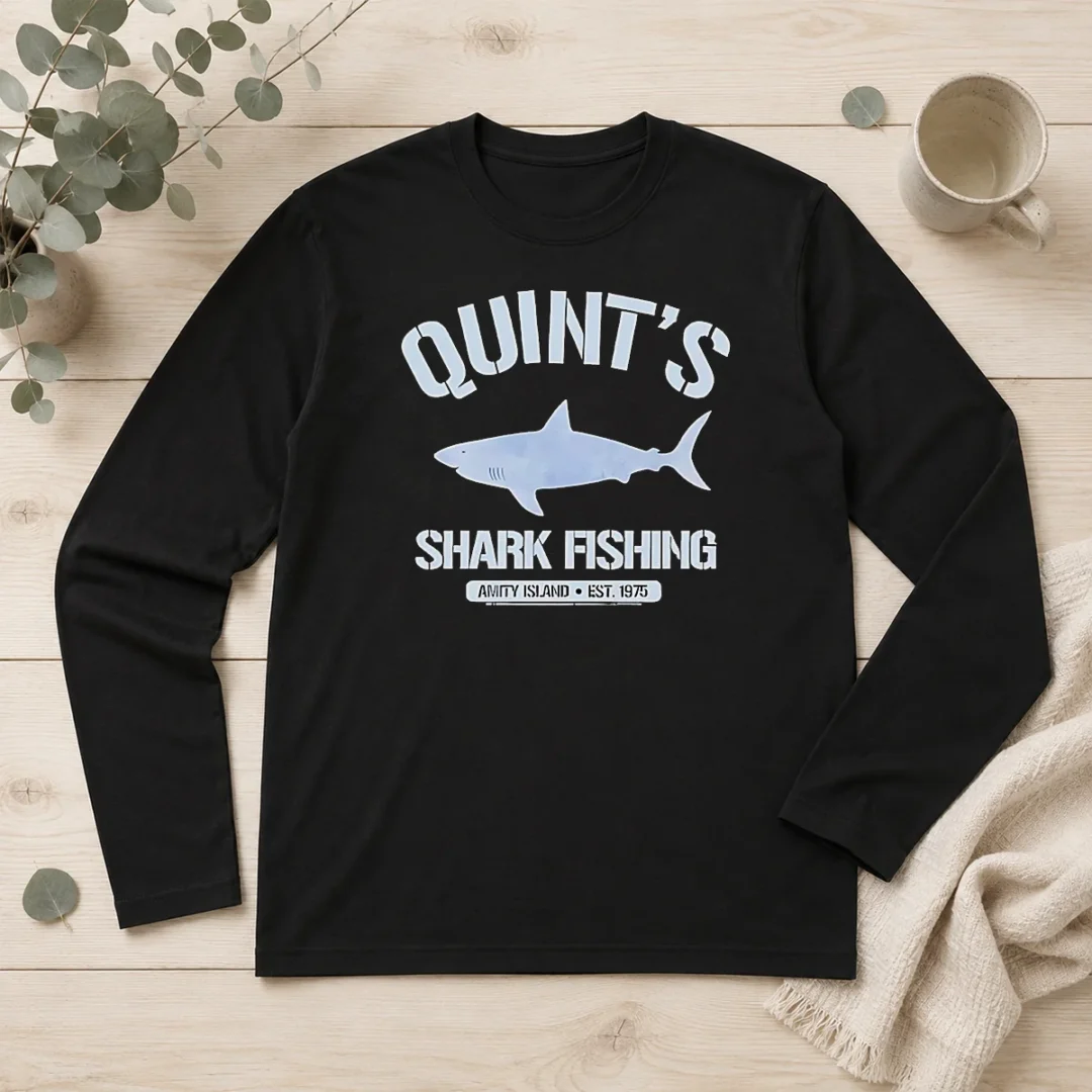 nice-quint-s-shark-fishing-amity-island-est-1975-detailed-shark-long-sleeve-shirt Nice Quint'S Shark Fishing Amity Island Est 1975 Detailed Shark Long Sleeve Shirt