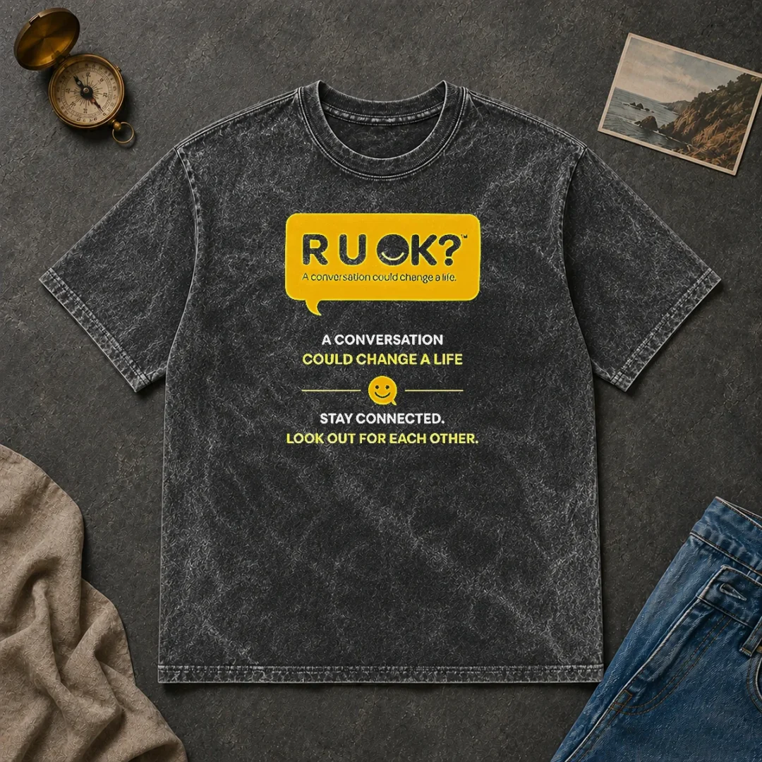Nice R U OK Conversation Could Change A Life Washed T Shirt Nice R U OK Conversation Could Change A Life Washed T-Shirt