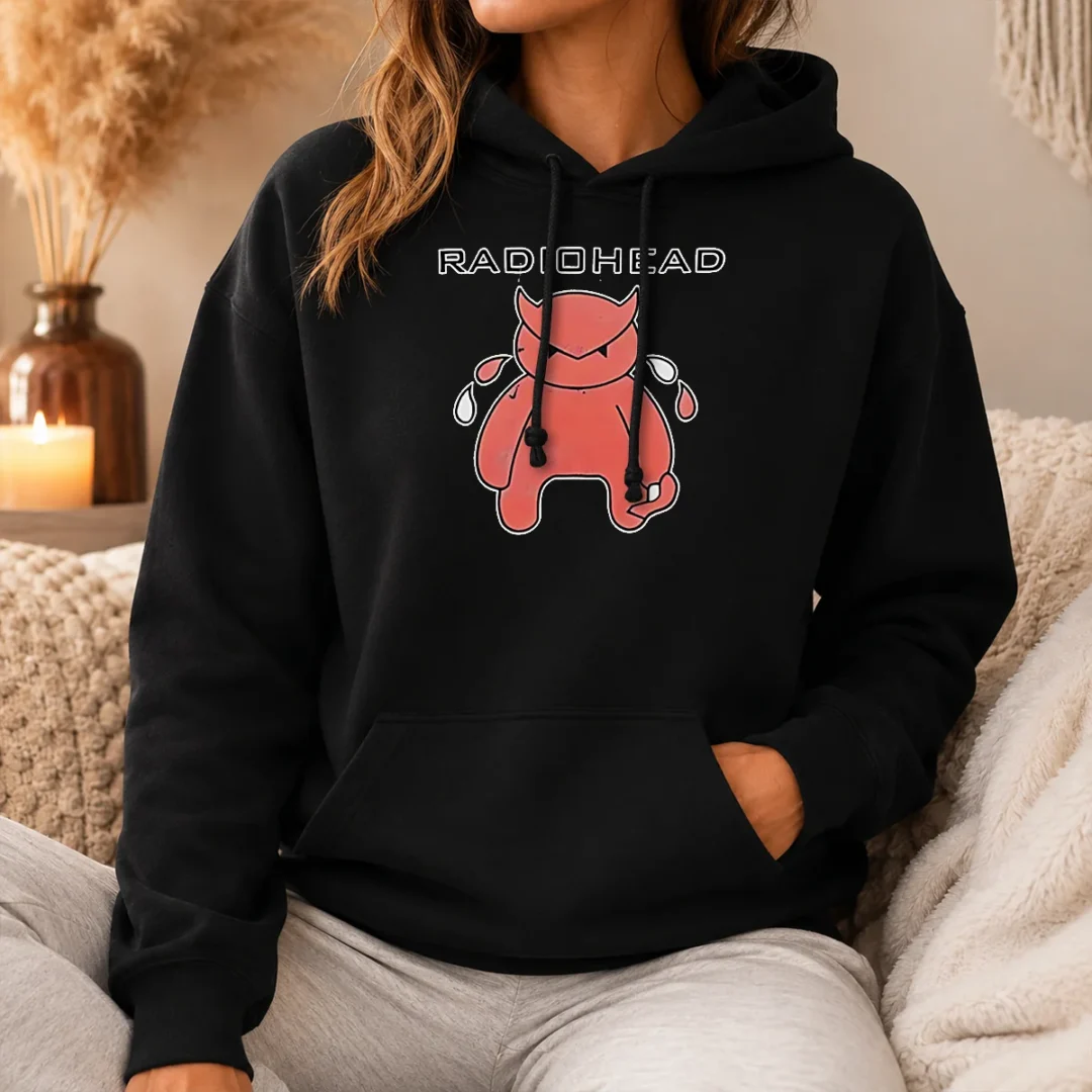 Nice Radiohead Distressed Crying Devil Character Hoodie Nice Radiohead Distressed Crying Devil Character Hoodie