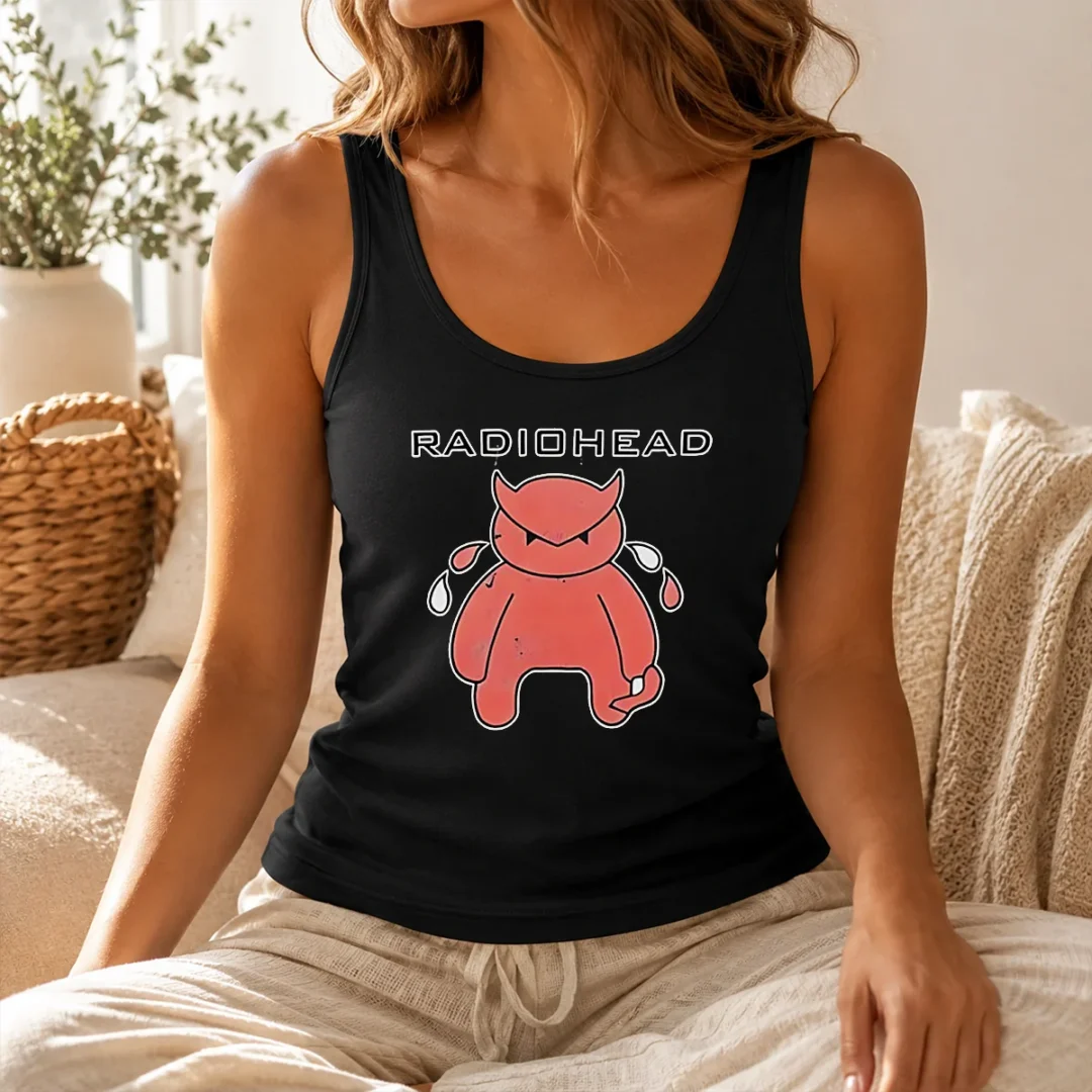 Nice Radiohead Distressed Crying Devil Character Tank Top Nice Radiohead Distressed Crying Devil Character Tank Top