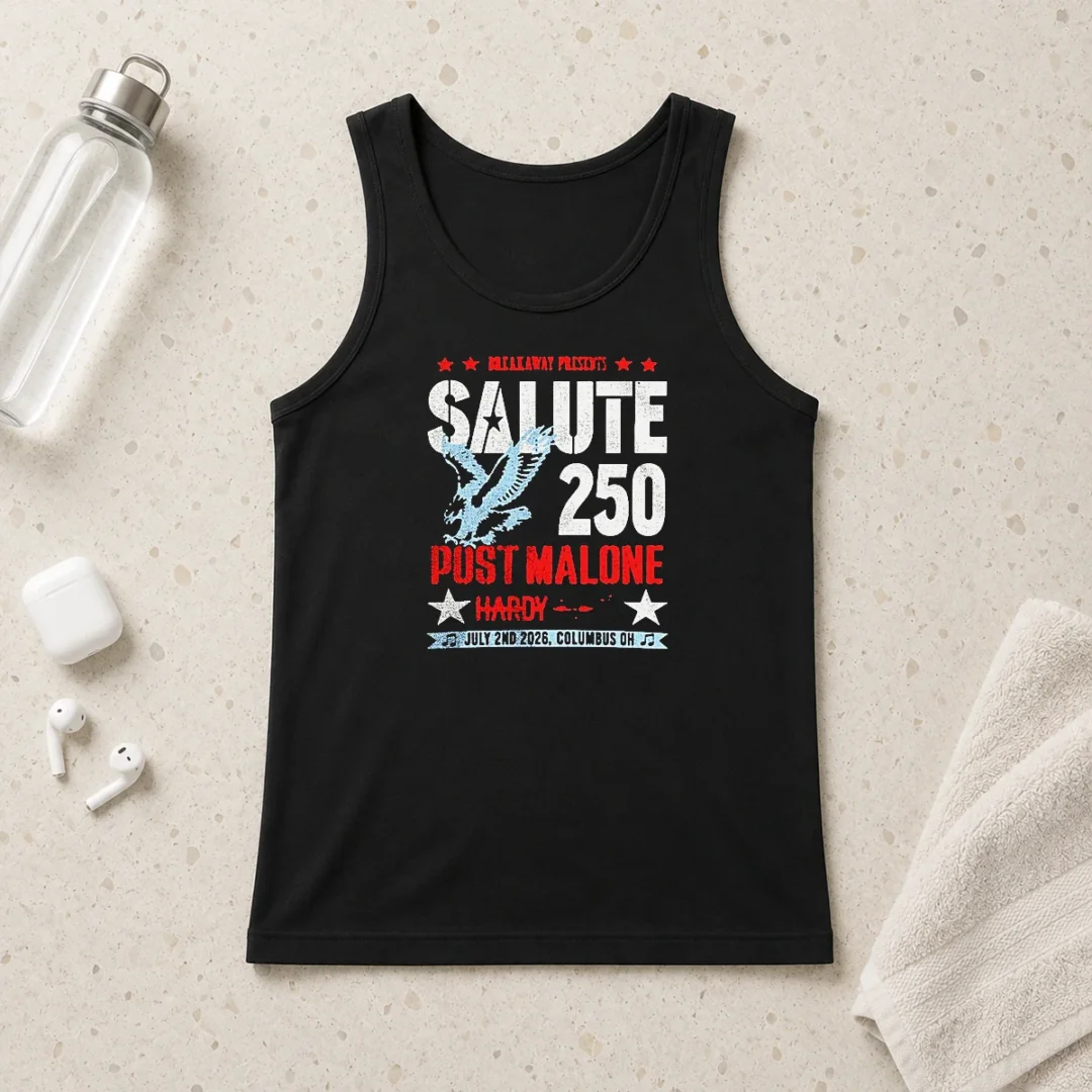 nice-salute-250-post-malone-hardy-2026-tank-top Nice Salute 250 Post Malone Hardy 2026 Tank Top in black, sleeveless casual wear with bold graphic print