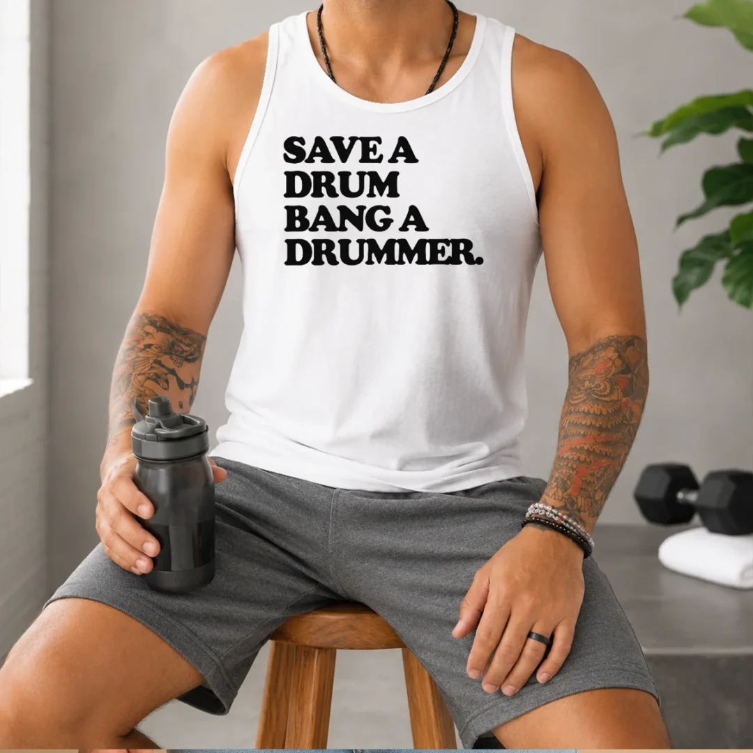 nice-save-a-drum-bang-a-drummer-drums-percussion-tank-top Nice Save A Drum Bang A Drummer Drums Percussion Tank Top