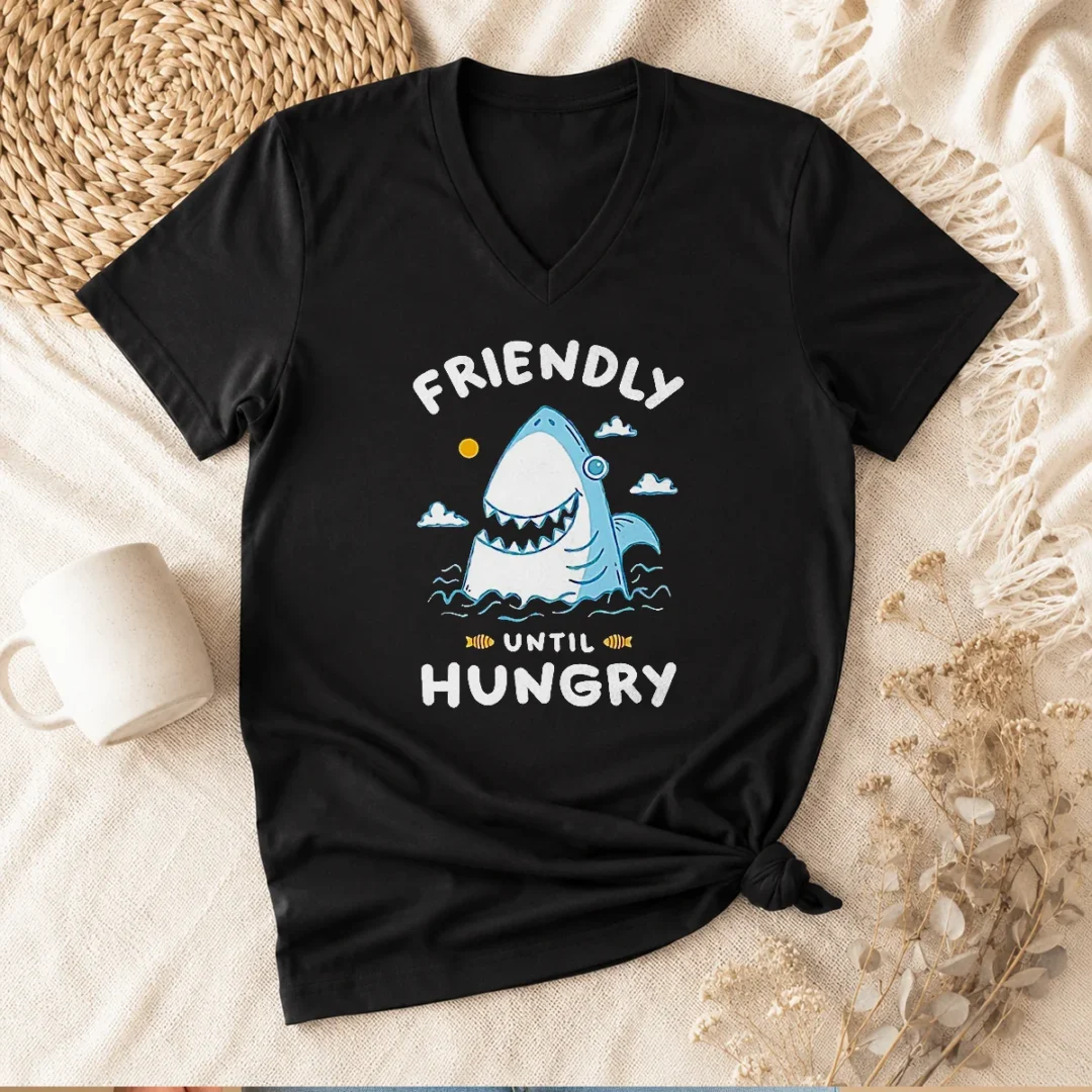 nice-shark-grinning-friendly-until-hungry-v-neck-shirt Nice Shark Grinning Friendly Until Hungry V-Neck Shirt