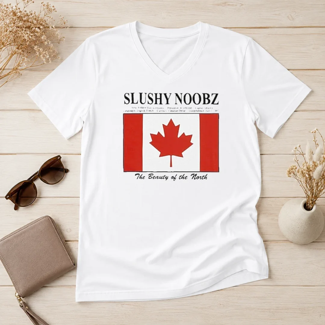 nice-slushynoobz-canada-facts-creator-fan-the-beauty-of-the-north-v-neck Nice Slushynoobz Canada Facts Creator Fan The Beauty Of The North V Neck Shirt in soft fabric with a flattering neckline