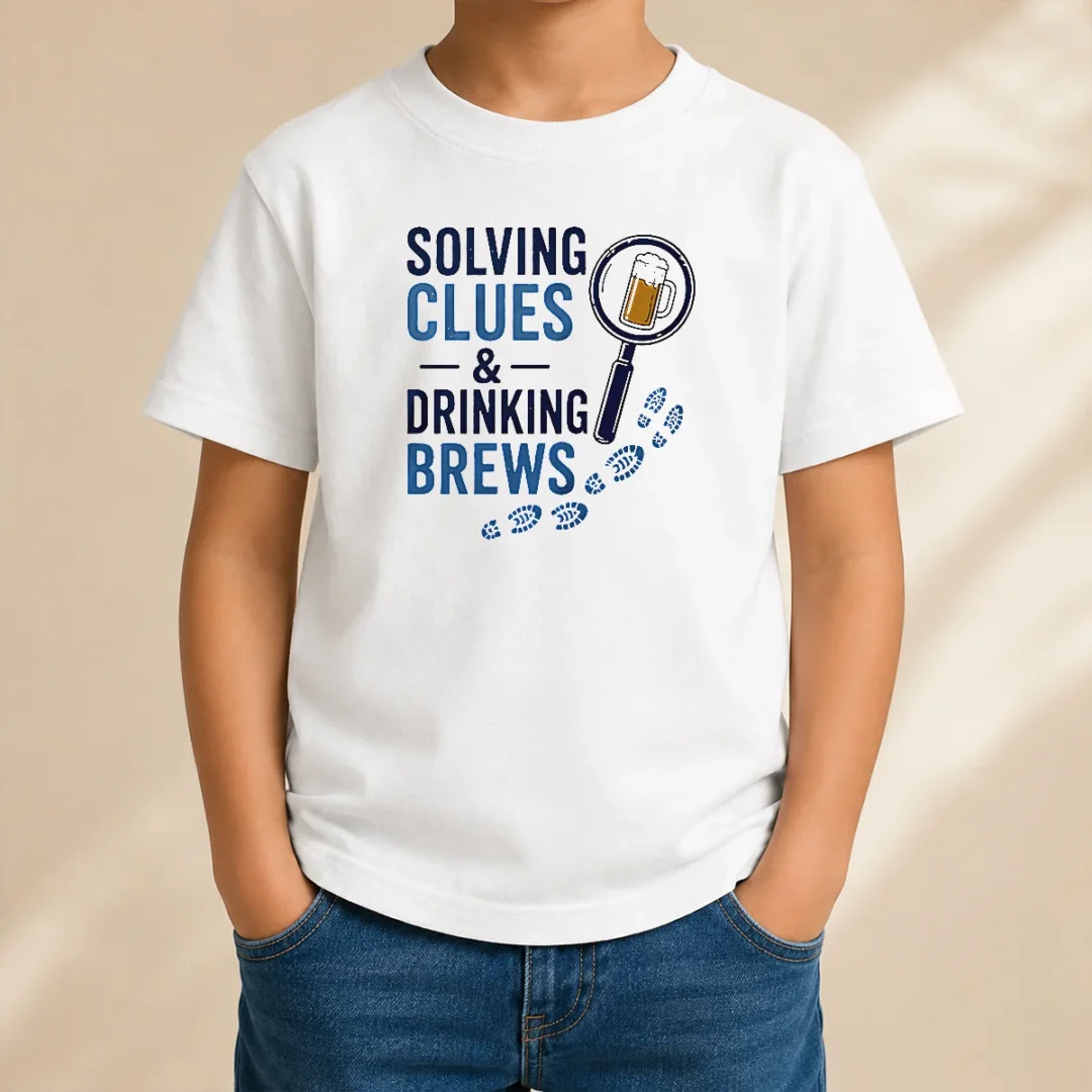 nice-solving-clues-and-drinking-brews-detective-kids-t-shirt Nice Solving Clues And Drinking Brews Detective Kids T-Shirt