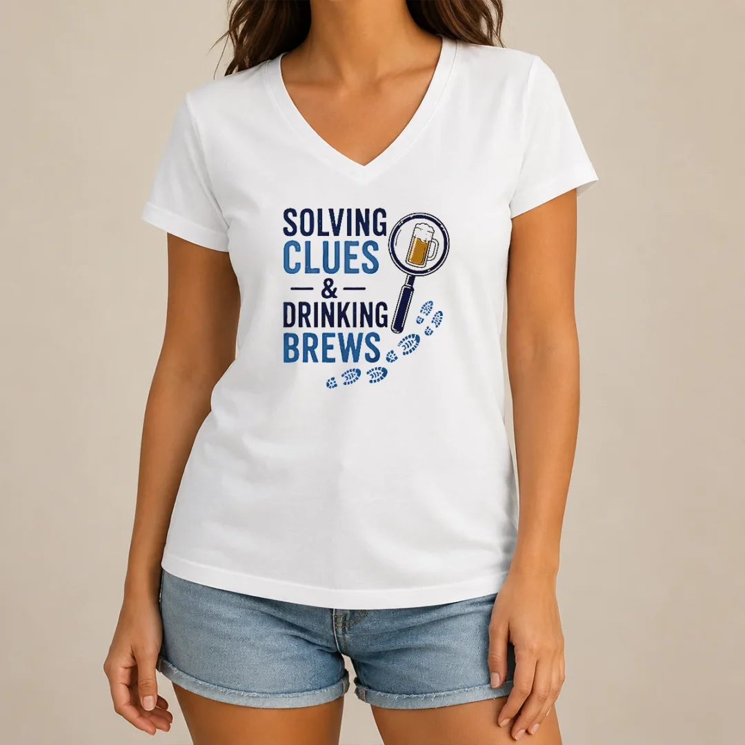 nice-solving-clues-and-drinking-brews-detective-v-neck-shirt Nice Solving Clues And Drinking Brews Detective V-Neck Shirt