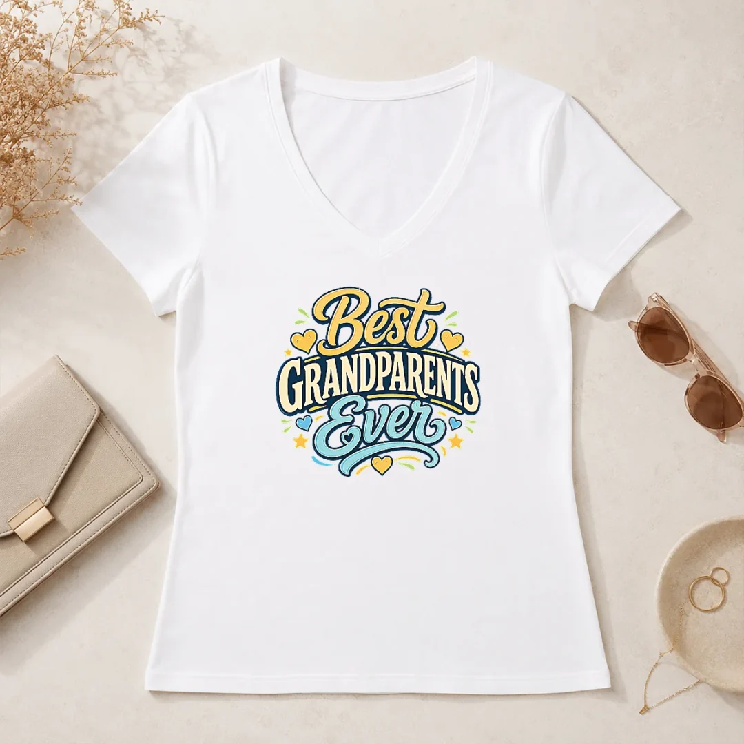 Nice Top Best Grandparents Ever Typography For Grandparents Day V Neck Shirt Nice Top Best Grandparents Ever Typography For Grandparents Day V-Neck Shirt