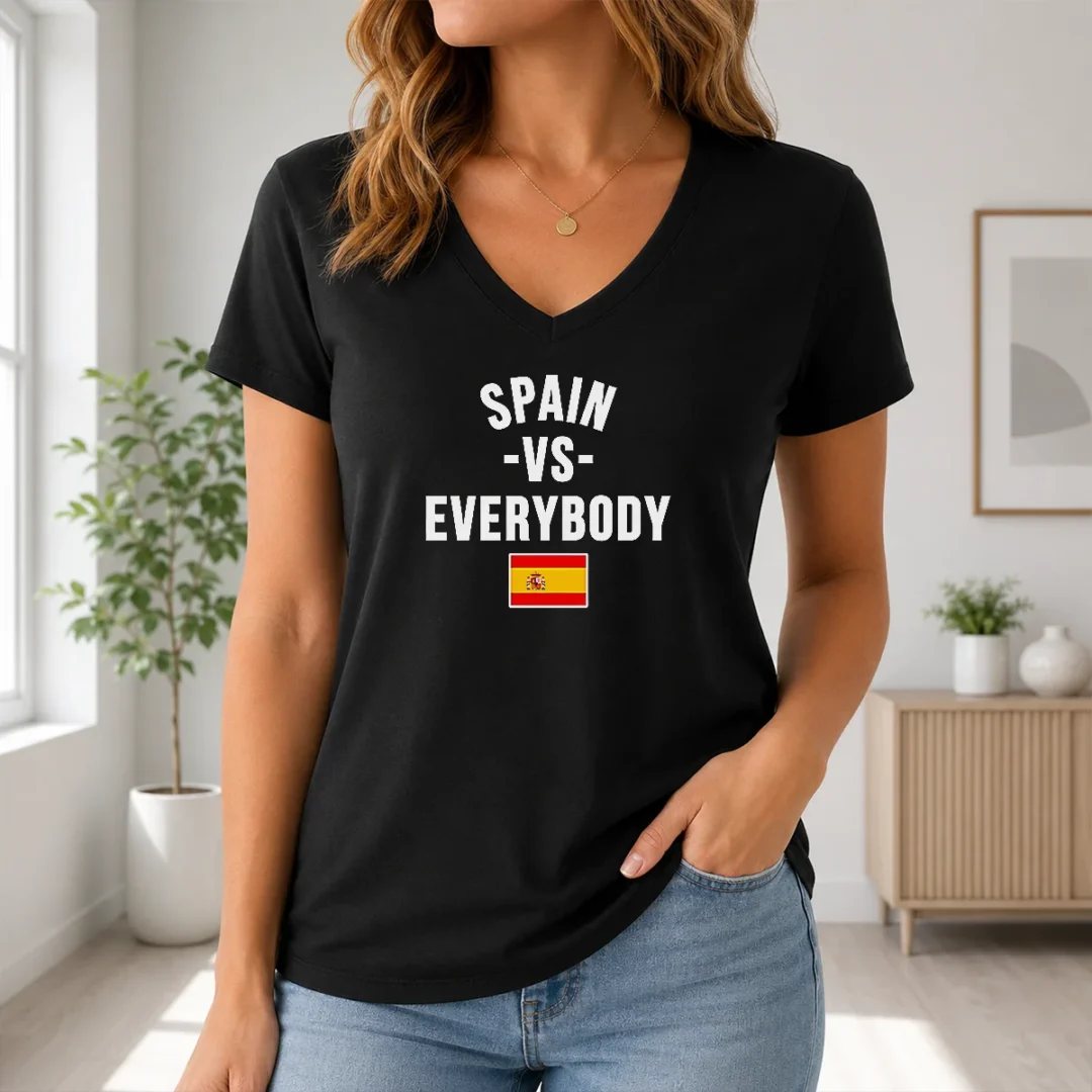 Nice Top Spain Vs Everybody National Soccer Team Spain World Cup 2026 V Neck Shirt Nice Top Spain Vs Everybody National Soccer Team Spain World Cup 2026 V-Neck Shirt