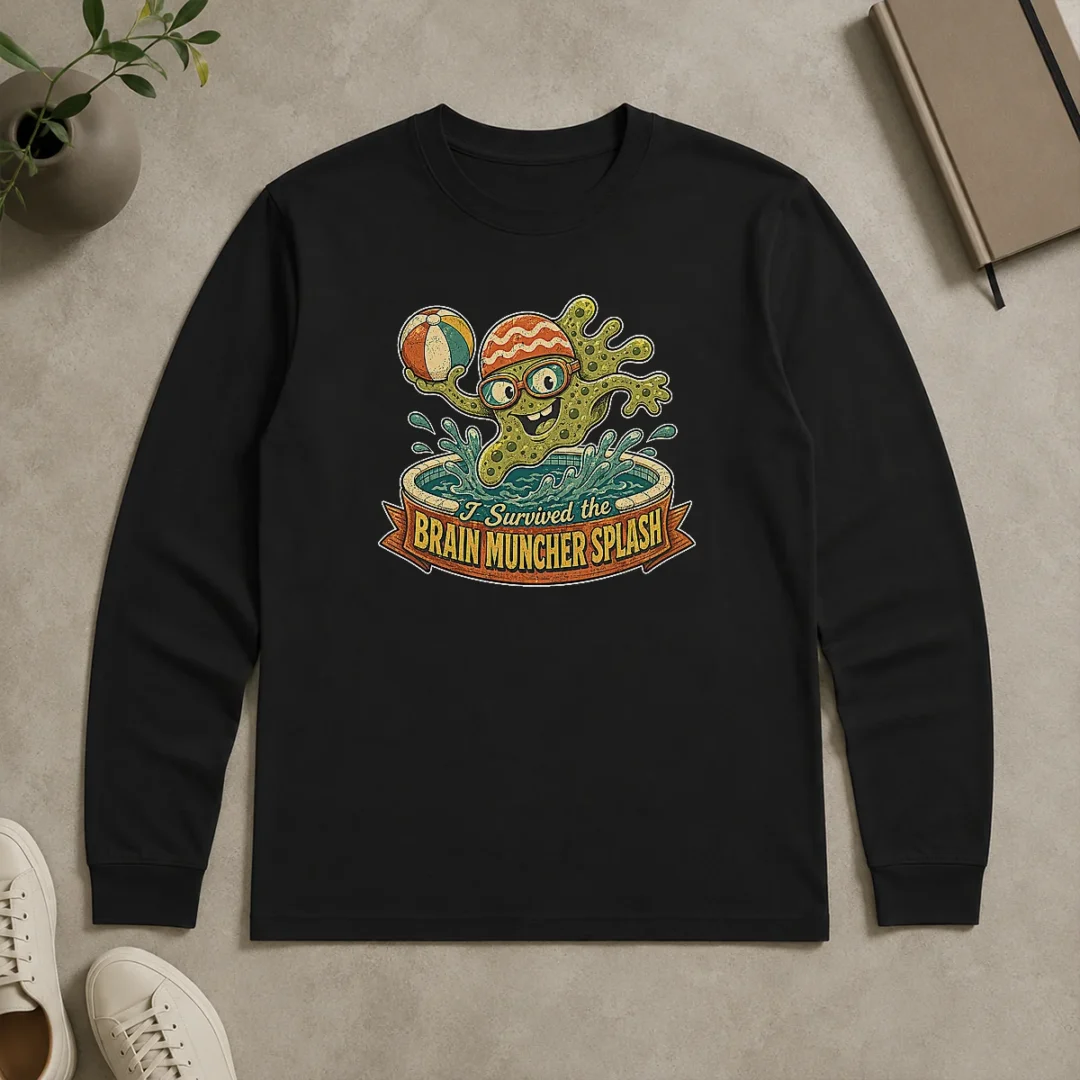 Nice Top Vintage Brain Muncher Splash Survivor Long Sleeve Shirt Nice Top Vintage Brain Muncher Splash Survivor Long Sleeve Shirt
