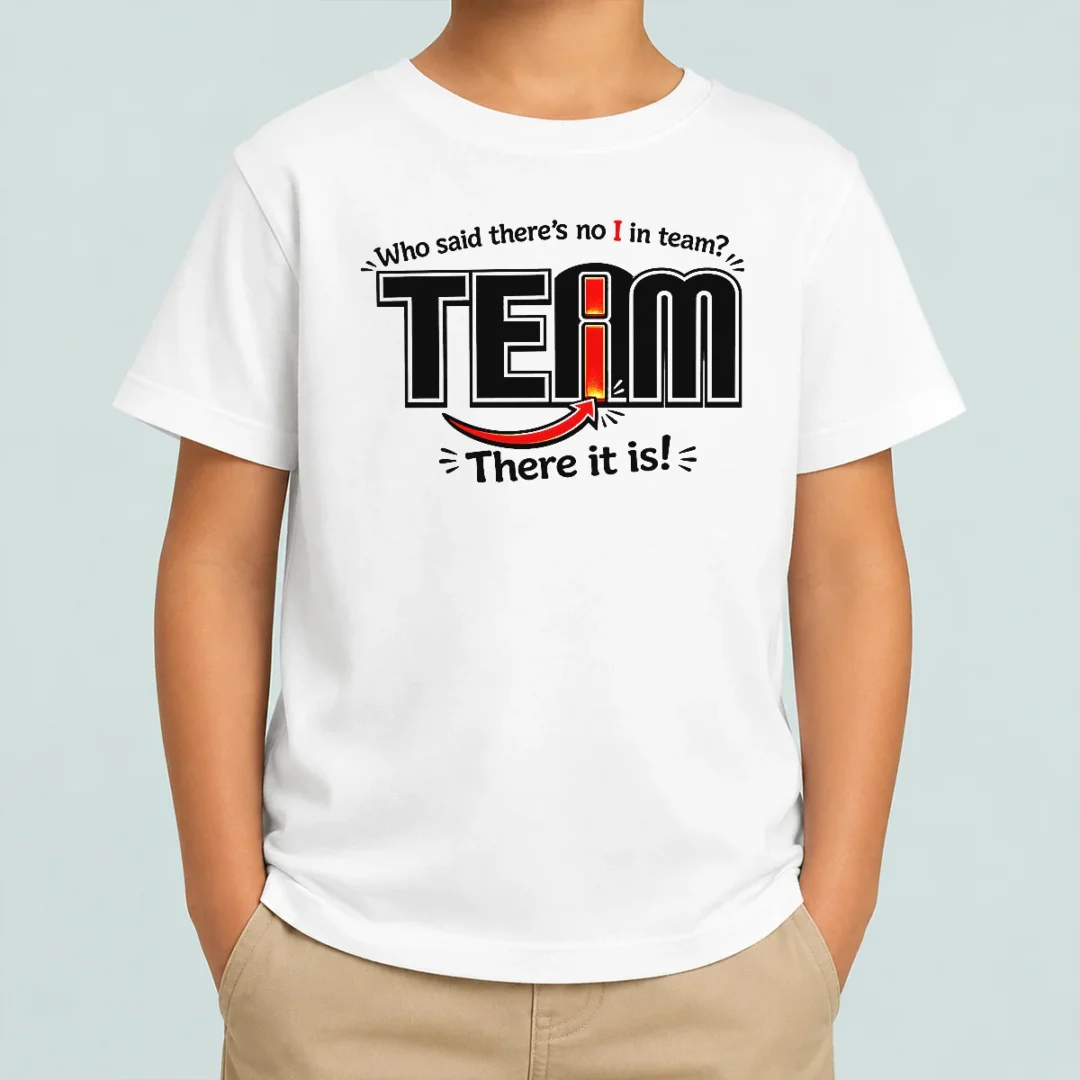 nice-who-said-there-s-no-i-in-team-kids-t-shirt Nice WHO Said There'S No I In Team Kids T Shirt featuring playful text design on a comfortable cotton fabric