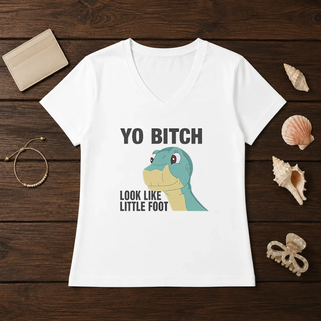 nice-yo-bitch-look-like-little-foot-the-land-before-time-movie-v-neck-shirt Nice Yo Bitch Look Like Little Foot The Land Before Time Movie V-Neck Shirt