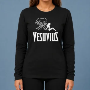 Funny Hot Vesuvius Volcano Pin Up Girl Retro Italy Long Sleeve Shirt