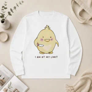 Hot Premium Yellow Chick Holding Knife I Am At My Limit Long Sleeve Shirt