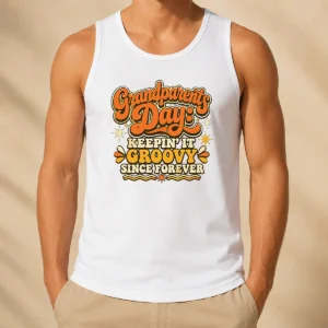 Funny Awesome Grandparents Day Keepin It Groovy Tee Groovy Retro Tank Top