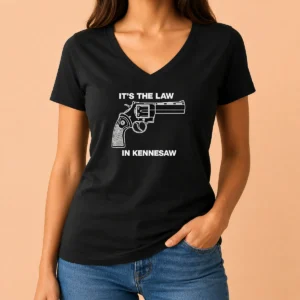 Nice Original It'S The Law In Kennesaw Gun Revolver V-Neck Shirt