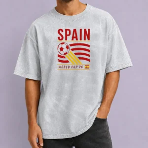 Premium Good Spain National Football Team World Cup 26 Soccer Team Washed T-Shirt