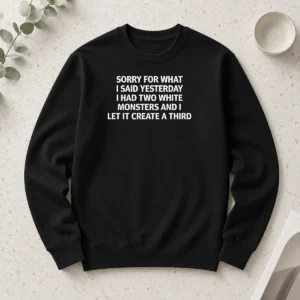 Awesome Sorry For What I Said Yesterday I Had Two White Monsters And I Let It Create A Third Long Sleeve Shirt