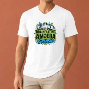 Nice Pretty Brain Eating Amoeba Survival Typography V-Neck Shirt